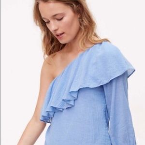 One shoulder chambray top